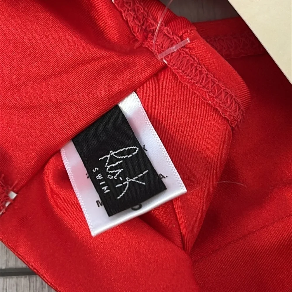 Ris-K Dippin' Daisy's Red Wrap bikini top size S swim swimsuit